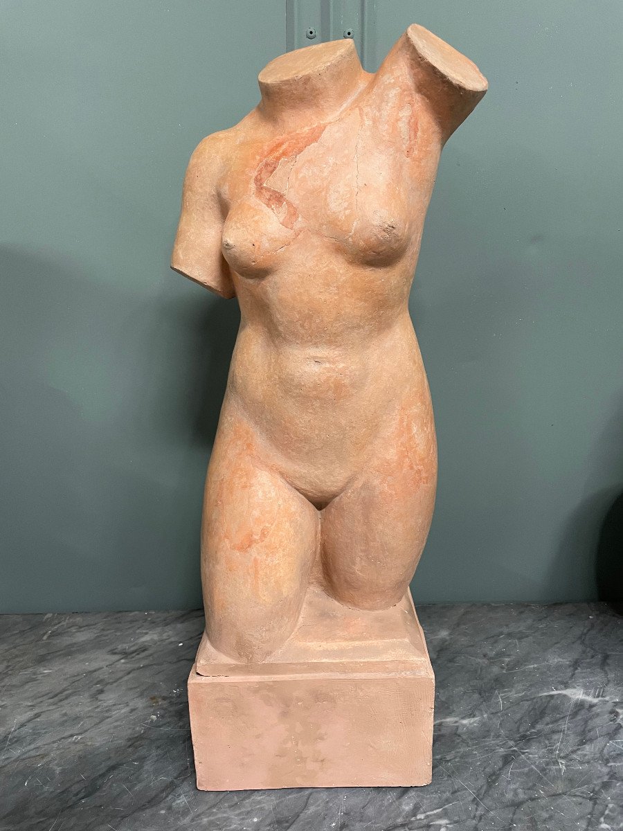 Sculpture A L'Antique Torse De Vénus Terre Cuite Signée Henri Martinet